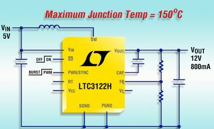 凌力尔特LTC3122升压型DC/DC转换器新增150°C高温版本