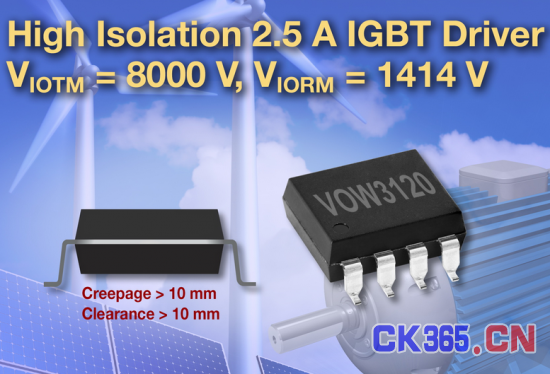 Vishay发布用于高压应用的宽体IGBT和MOSFET驱动器