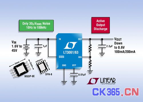 Linear推出45V输入低噪声LDO LT3061
