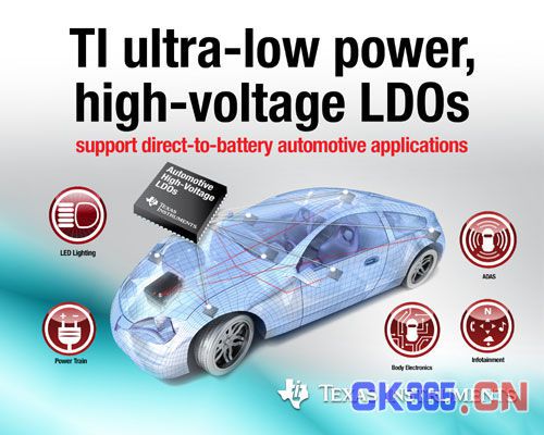 TI发布17款汽车应用低静态电流高电压LDO